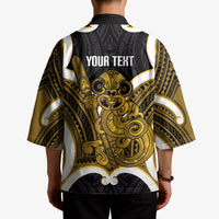 Kowhai Aotearoa Atua Tumatauenga Personalised Kimono Maori God Of War Tiki With Taiaha LT14 - Polynesian Pride