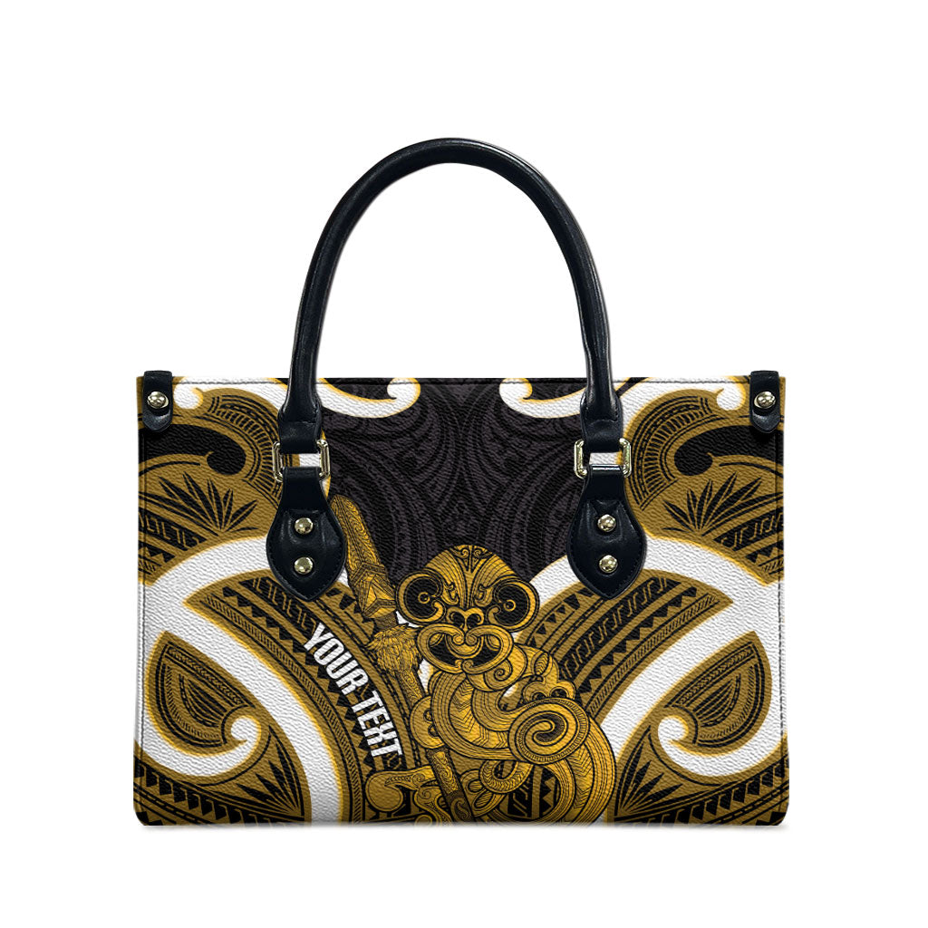 Kowhai Aotearoa Atua Tumatauenga Personalised Leather Bag Maori God Of War Tiki With Taiaha LT14 - Polynesian Pride