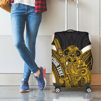 Kowhai Aotearoa Atua Tumatauenga Personalised Luggage Cover Maori God Of War Tiki With Taiaha LT14 - Polynesian Pride
