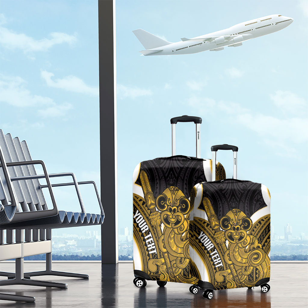 Kowhai Aotearoa Atua Tumatauenga Personalised Luggage Cover Maori God Of War Tiki With Taiaha LT14 - Polynesian Pride
