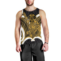 Kowhai Aotearoa Atua Tumatauenga Personalised Men Tank Top Maori God Of War Tiki With Taiaha LT14 - Polynesian Pride