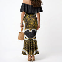 Kowhai Aotearoa Atua Tumatauenga Personalised Mermaid Dress Maori God Of War Tiki With Taiaha LT14 - Polynesian Pride