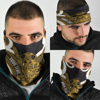 Kowhai Aotearoa Atua Tumatauenga Personalised Neck Gaiter Maori God Of War Tiki With Taiaha LT14 - Polynesian Pride