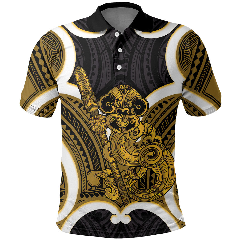 Kowhai Aotearoa Atua Tumatauenga Personalised Polo Shirt Maori God Of War Tiki With Taiaha LT14 Yellow - Polynesian Pride