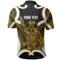 Kowhai Aotearoa Atua Tumatauenga Personalised Polo Shirt Maori God Of War Tiki With Taiaha LT14 - Polynesian Pride