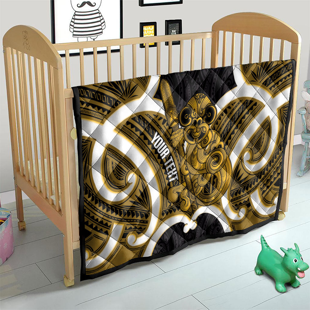 Kowhai Aotearoa Atua Tumatauenga Personalised Quilt Maori God Of War Tiki With Taiaha LT14 - Polynesian Pride