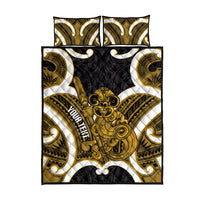 Kowhai Aotearoa Atua Tumatauenga Personalised Quilt Bed Set Maori God Of War Tiki With Taiaha LT14 - Polynesian Pride
