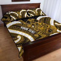 Kowhai Aotearoa Atua Tumatauenga Personalised Quilt Bed Set Maori God Of War Tiki With Taiaha LT14 - Polynesian Pride