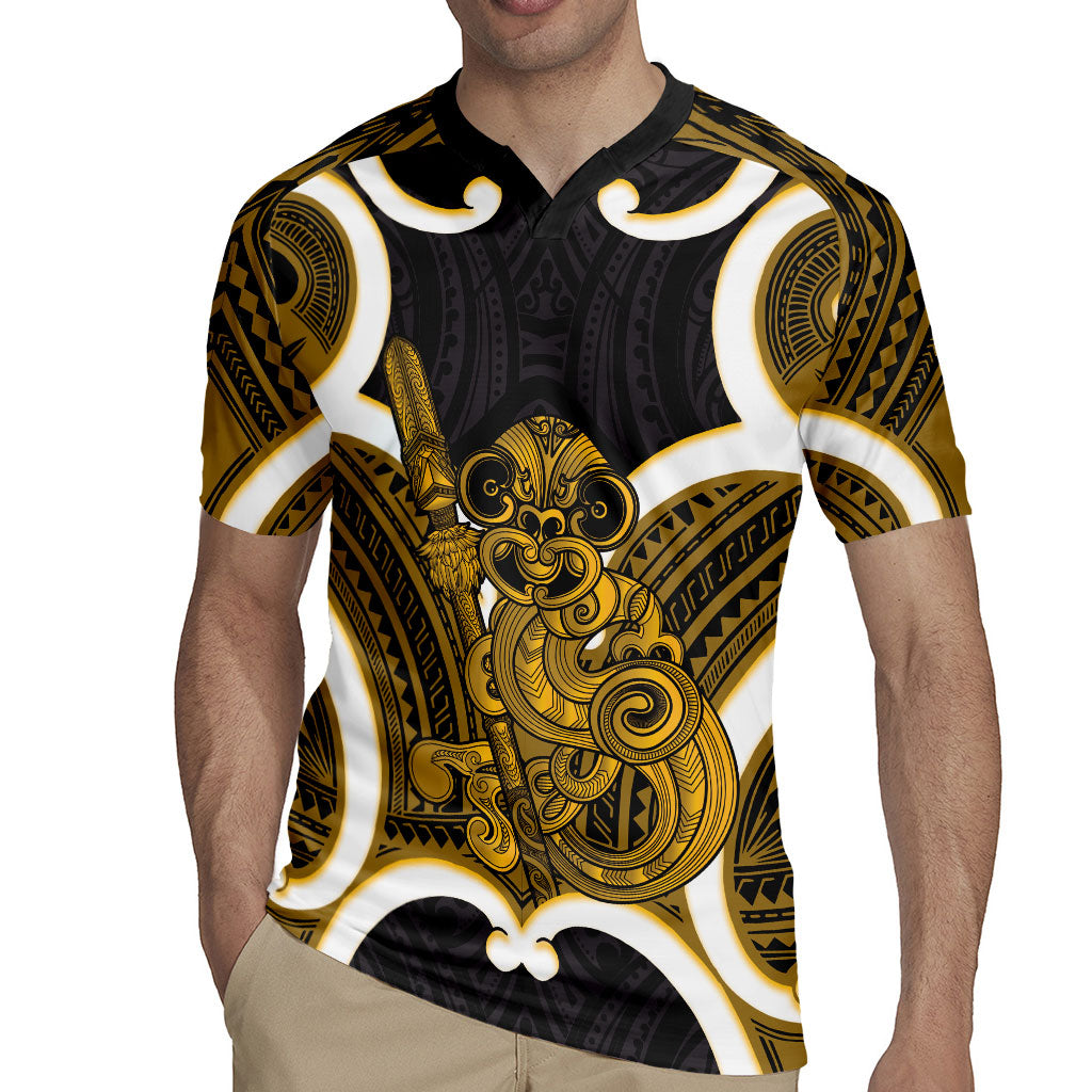 Kowhai Aotearoa Atua Tumatauenga Personalised Rugby Jersey Maori God Of War Tiki With Taiaha LT14 - Polynesian Pride
