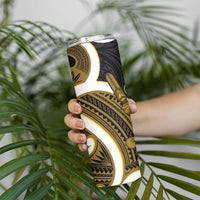 Kowhai Aotearoa Atua Tumatauenga Skinny Tumbler Maori God Of War Tiki With Taiaha LT14 - Polynesian Pride