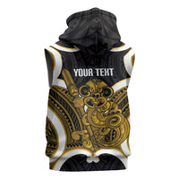 Kowhai Aotearoa Atua Tumatauenga Personalised Sleeveless Zip Hoodie Maori God Of War Tiki With Taiaha LT14 - Polynesian Pride