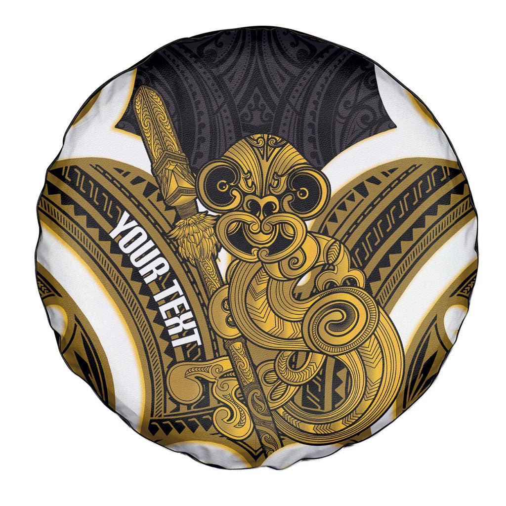 Kowhai Aotearoa Atua Tumatauenga Personalised Spare Tire Cover Maori God Of War Tiki With Taiaha LT14 - Polynesian Pride