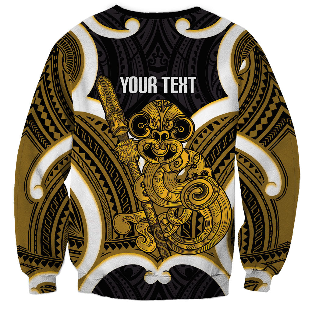 Kowhai Aotearoa Atua Tumatauenga Personalised Sweatshirt Maori God Of War Tiki With Taiaha LT14 - Polynesian Pride