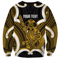 Kowhai Aotearoa Atua Tumatauenga Personalised Sweatshirt Maori God Of War Tiki With Taiaha LT14 - Polynesian Pride