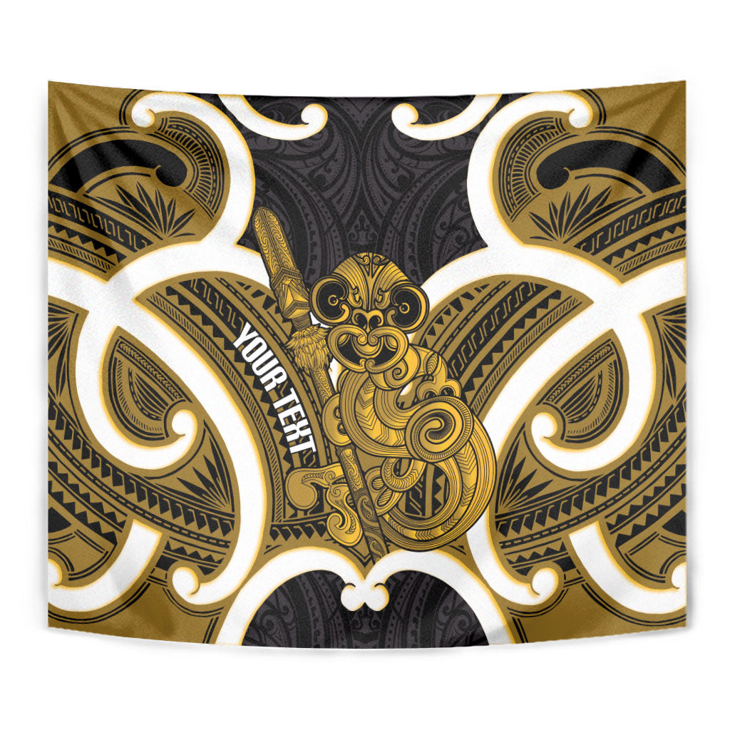 Kowhai Aotearoa Atua Tumatauenga Personalised Tapestry Maori God Of War Tiki With Taiaha LT14 - Polynesian Pride