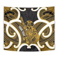 Kowhai Aotearoa Atua Tumatauenga Personalised Tapestry Maori God Of War Tiki With Taiaha LT14 - Polynesian Pride