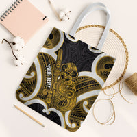 Kowhai Aotearoa Atua Tumatauenga Personalised Tote Bag Maori God Of War Tiki With Taiaha LT14 White Strap One Size Yellow - Polynesian Pride