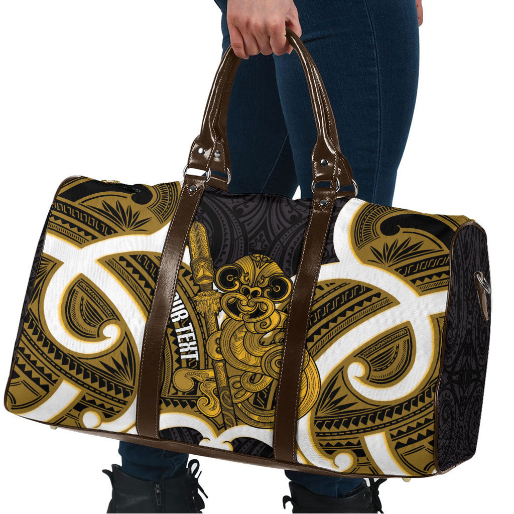 Kowhai Aotearoa Atua Tumatauenga Personalised Travel Bag Maori God Of War Tiki With Taiaha LT14 - Polynesian Pride