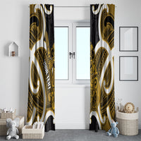Kowhai Aotearoa Atua Tumatauenga Personalised Window Curtain Maori God Of War Tiki With Taiaha LT14 - Polynesian Pride