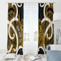 Kowhai Aotearoa Atua Tumatauenga Personalised Window Curtain Maori God Of War Tiki With Taiaha LT14 - Polynesian Pride