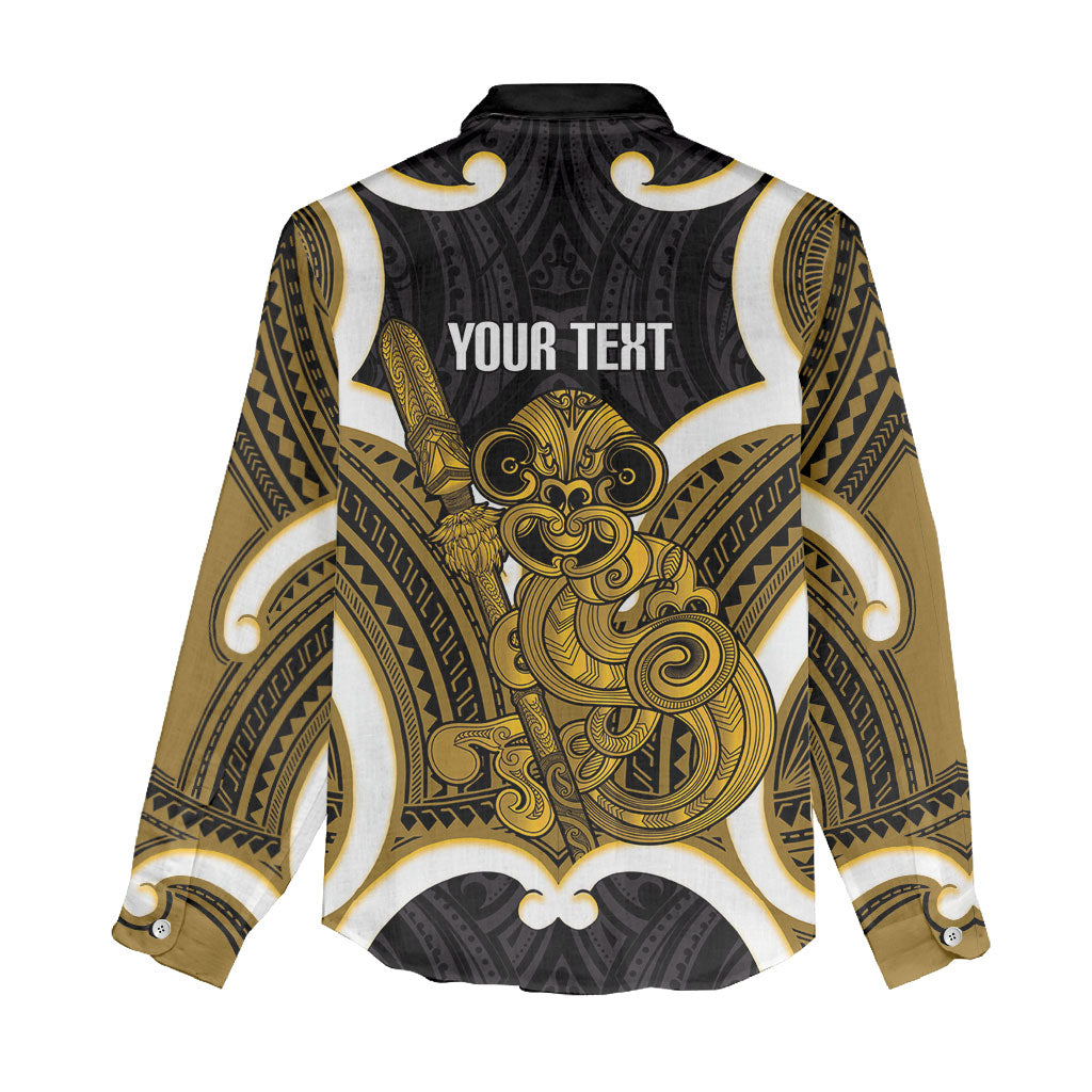 Kowhai Aotearoa Atua Tumatauenga Personalised Women Casual Shirt Maori God Of War Tiki With Taiaha LT14 - Polynesian Pride