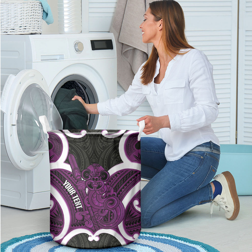 Waiporoporo Aotearoa Atua Tumatauenga Personalised Laundry Basket Maori God Of War Tiki With Taiaha LT14 - Polynesian Pride
