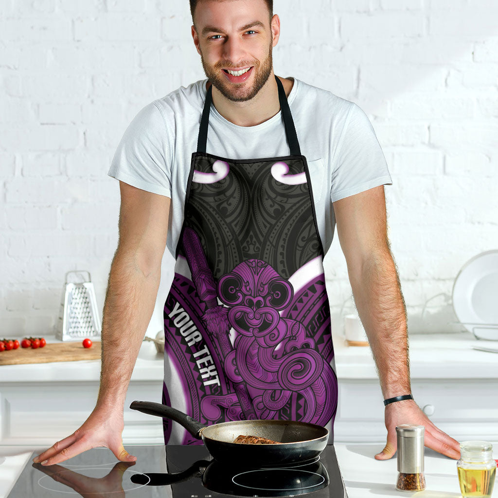Waiporoporo Aotearoa Atua Tumatauenga Personalised Apron Maori God Of War Tiki With Taiaha LT14 - Polynesian Pride