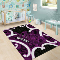 Waiporoporo Aotearoa Atua Tumatauenga Personalised Area Rug Maori God Of War Tiki With Taiaha LT14 - Polynesian Pride