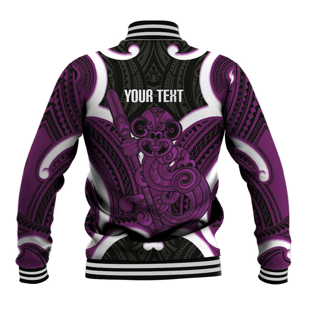 Waiporoporo Aotearoa Atua Tumatauenga Personalised Baseball Jacket Maori God Of War Tiki With Taiaha LT14 - Polynesian Pride