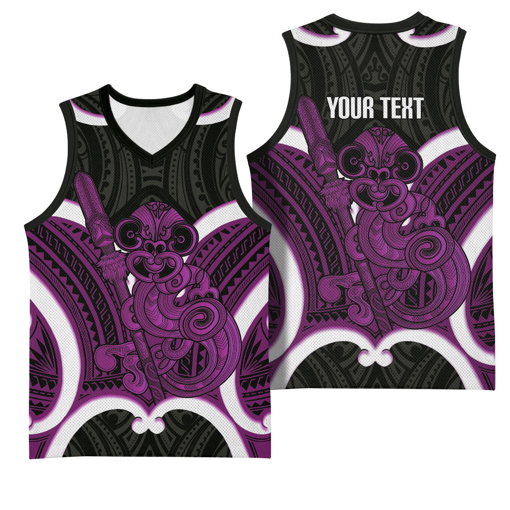 Waiporoporo Aotearoa Atua Tumatauenga Personalised Basketball Jersey Maori God Of War Tiki With Taiaha LT14 - Polynesian Pride