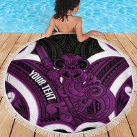 Waiporoporo Aotearoa Atua Tumatauenga Personalised Beach Blanket Maori God Of War Tiki With Taiaha LT14 - Polynesian Pride