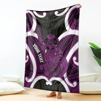 Waiporoporo Aotearoa Atua Tumatauenga Personalised Blanket Maori God Of War Tiki With Taiaha LT14 - Polynesian Pride
