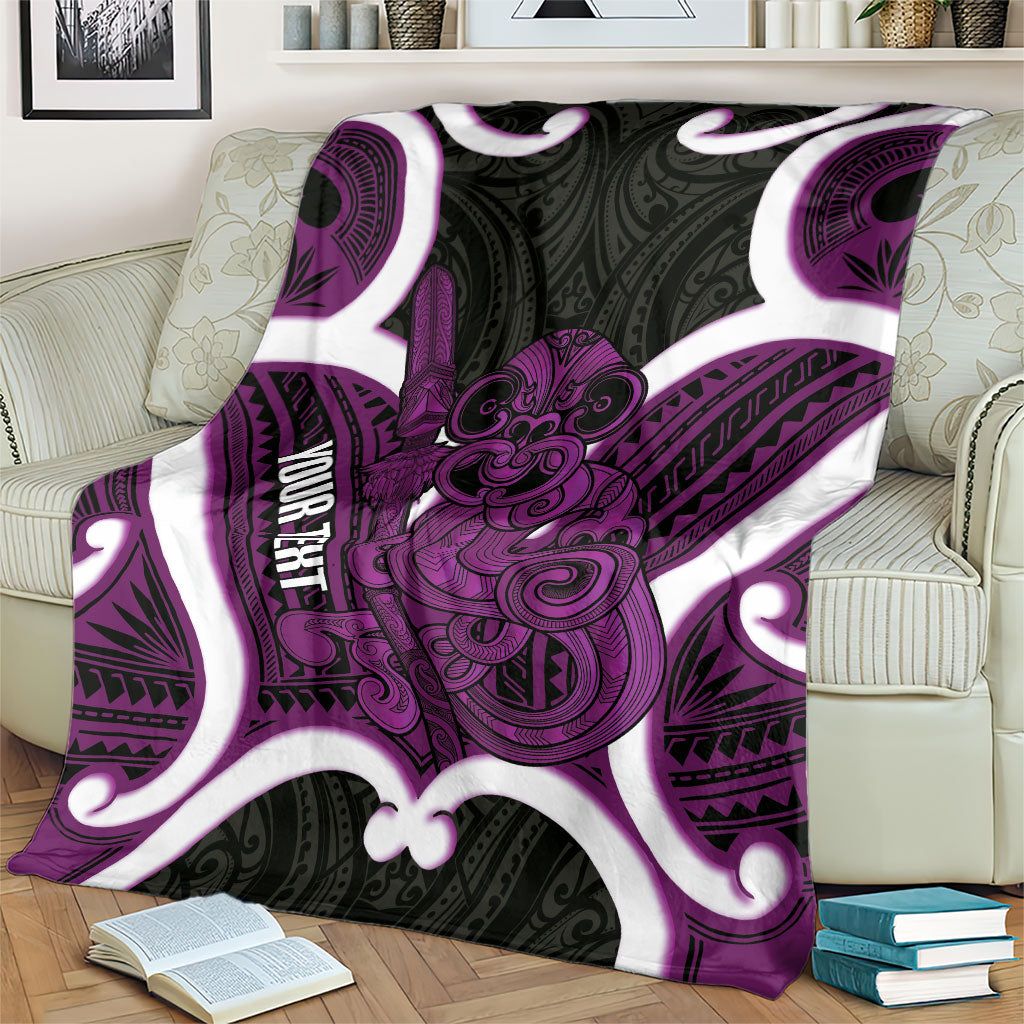 Waiporoporo Aotearoa Atua Tumatauenga Personalised Blanket Maori God Of War Tiki With Taiaha LT14 - Polynesian Pride