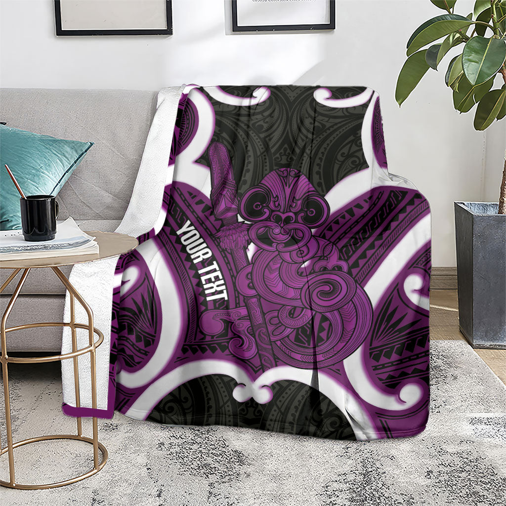 Waiporoporo Aotearoa Atua Tumatauenga Personalised Blanket Maori God Of War Tiki With Taiaha LT14 - Polynesian Pride