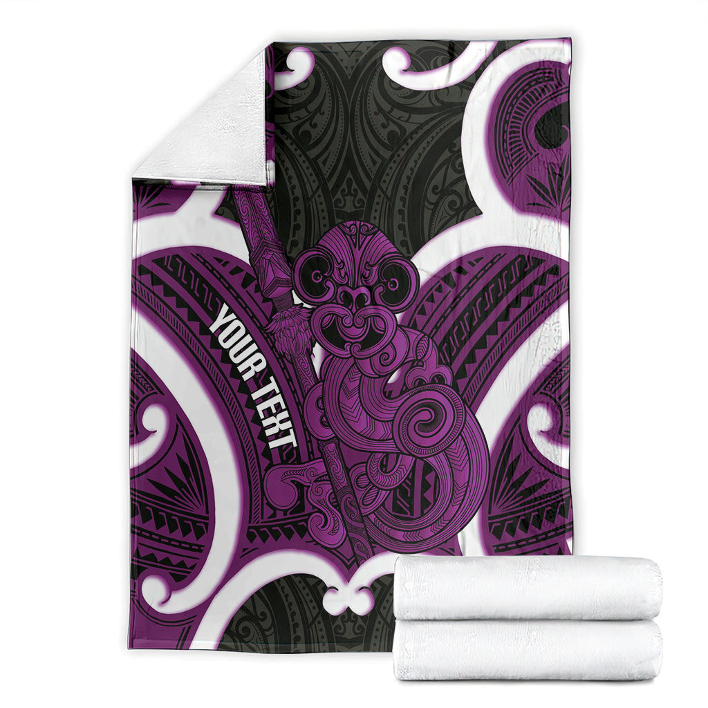 Waiporoporo Aotearoa Atua Tumatauenga Personalised Blanket Maori God Of War Tiki With Taiaha LT14 - Polynesian Pride