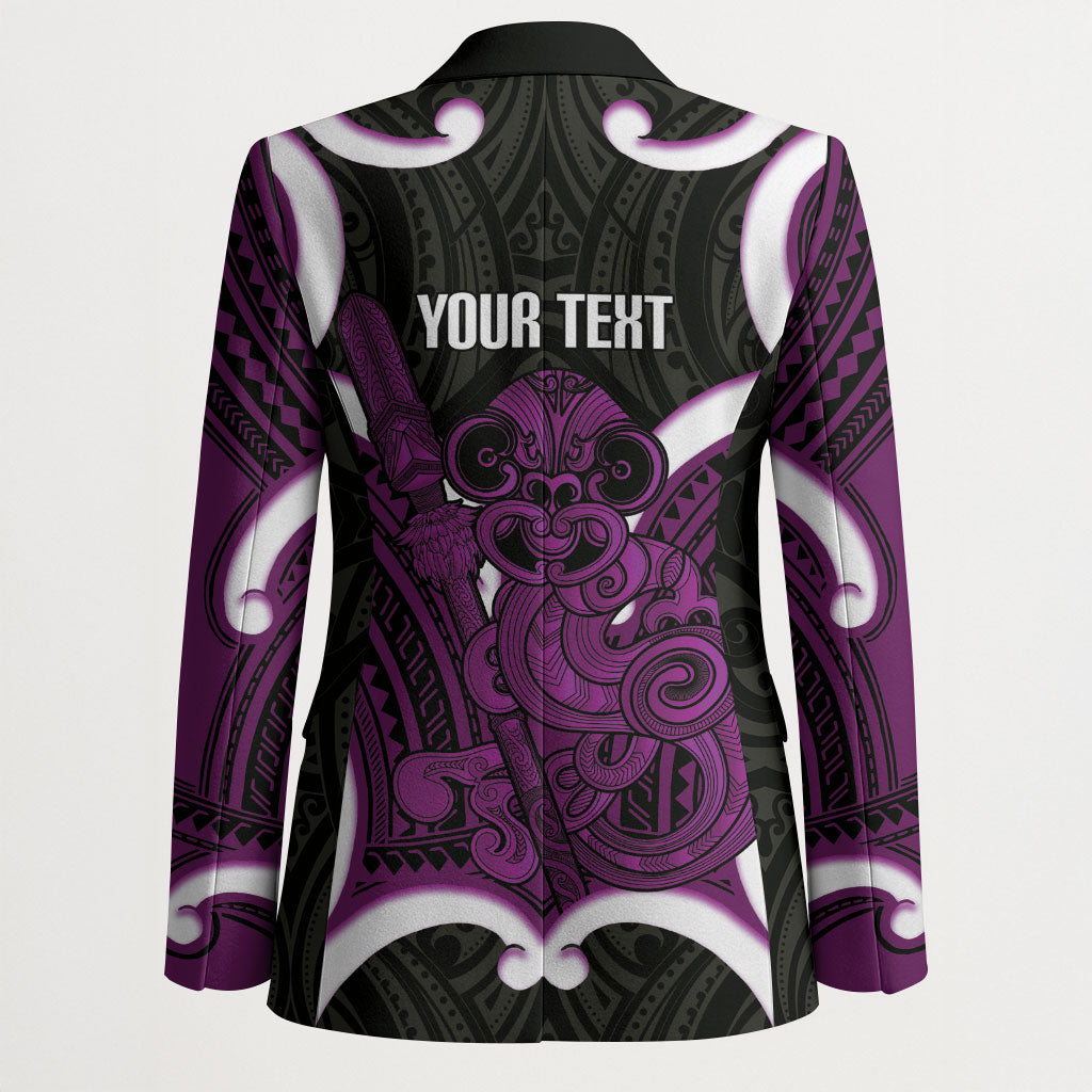Waiporoporo Aotearoa Atua Tumatauenga Personalised Blazer Maori God Of War Tiki With Taiaha LT14 - Polynesian Pride