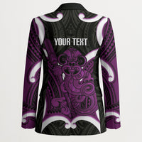 Waiporoporo Aotearoa Atua Tumatauenga Personalised Blazer Maori God Of War Tiki With Taiaha LT14 - Polynesian Pride