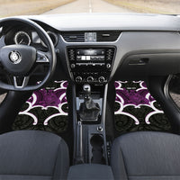 Waiporoporo Aotearoa Atua Tumatauenga Personalised Car Mats Maori God Of War Tiki With Taiaha LT14 Set 2pcs - Front Purple - Polynesian Pride