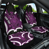 Waiporoporo Aotearoa Atua Tumatauenga Personalised Car Seat Cover Maori God Of War Tiki With Taiaha LT14 One Size Purple - Polynesian Pride
