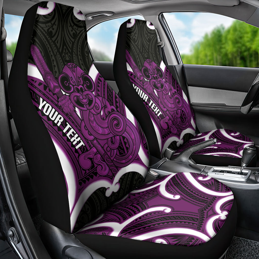 Waiporoporo Aotearoa Atua Tumatauenga Personalised Car Seat Cover Maori God Of War Tiki With Taiaha LT14 - Polynesian Pride