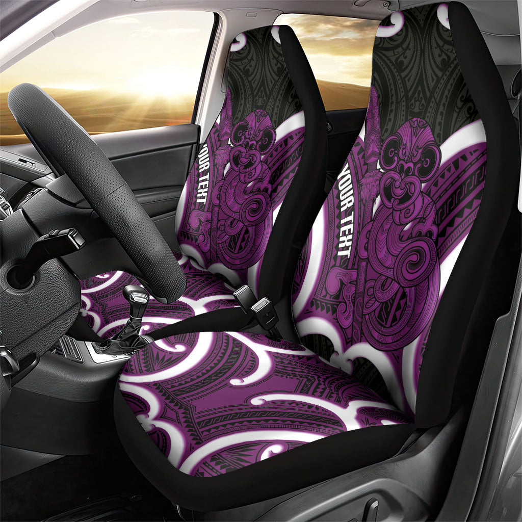 Waiporoporo Aotearoa Atua Tumatauenga Personalised Car Seat Cover Maori God Of War Tiki With Taiaha LT14 - Polynesian Pride