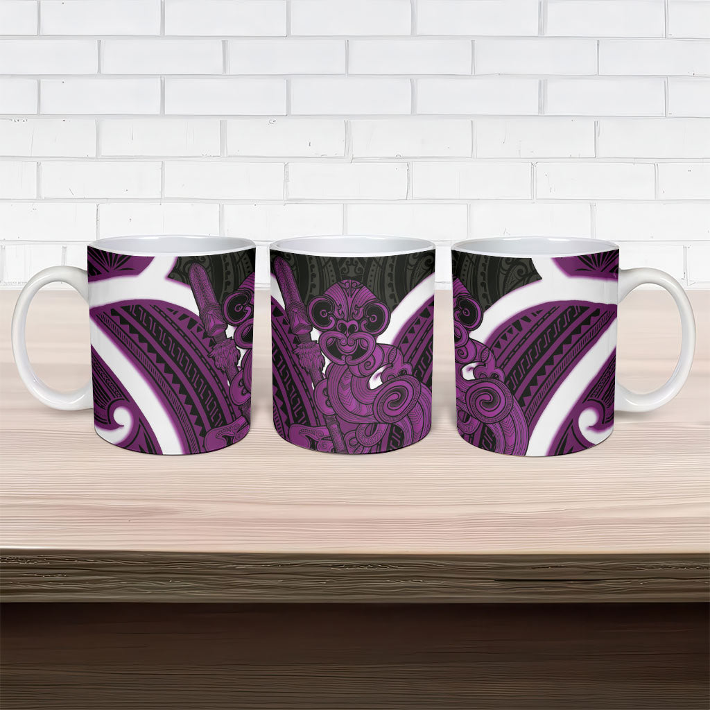 Waiporoporo Aotearoa Atua Tumatauenga Ceramic Mug Maori God Of War Tiki With Taiaha LT14 - Polynesian Pride