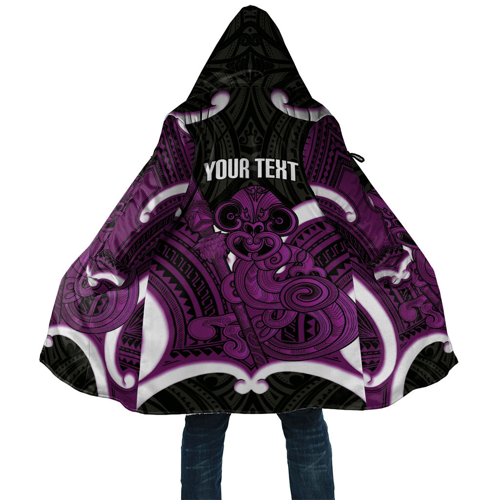 Waiporoporo Aotearoa Atua Tumatauenga Personalised Cloak Maori God Of War Tiki With Taiaha LT14 Unisex Purple - Polynesian Pride