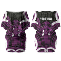 Waiporoporo Aotearoa Atua Tumatauenga Personalised Couples Matching Off Shoulder Short Dress and Hawaiian Shirt Maori God Of War Tiki With Taiaha LT14 - Polynesian Pride