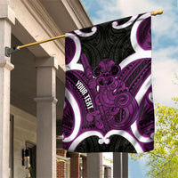 Waiporoporo Aotearoa Atua Tumatauenga Personalised Garden Flag Maori God Of War Tiki With Taiaha LT14 House Flag Purple - Polynesian Pride