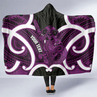 Waiporoporo Aotearoa Atua Tumatauenga Personalised Hooded Blanket Maori God Of War Tiki With Taiaha LT14 One Size Purple - Polynesian Pride