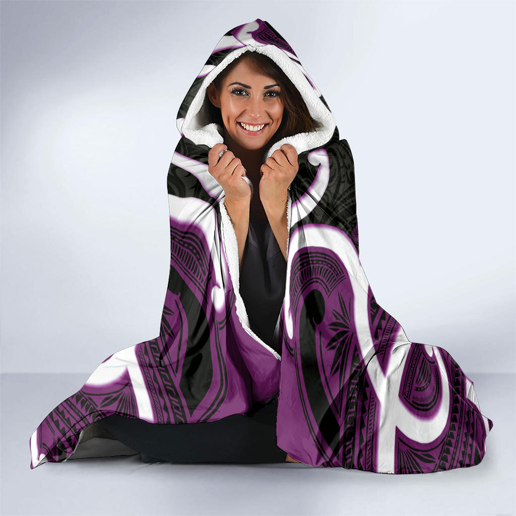 Waiporoporo Aotearoa Atua Tumatauenga Personalised Hooded Blanket Maori God Of War Tiki With Taiaha LT14 - Polynesian Pride