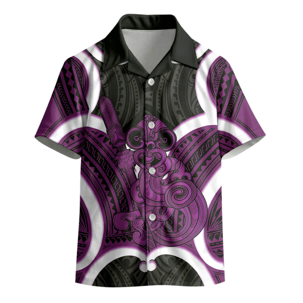 Waiporoporo Aotearoa Atua Tumatauenga Personalised Kid Hawaiian Shirt Maori God Of War Tiki With Taiaha LT14 - Polynesian Pride