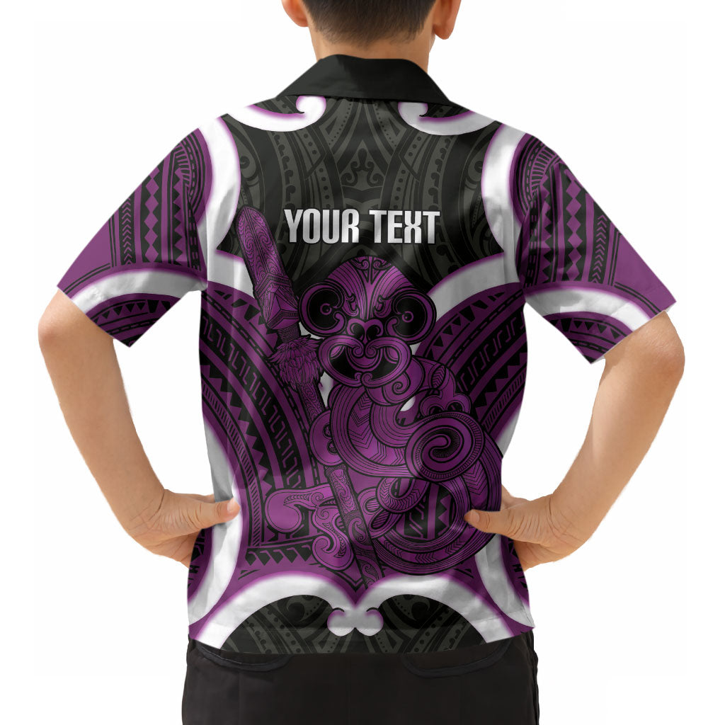 Waiporoporo Aotearoa Atua Tumatauenga Personalised Kid Hawaiian Shirt Maori God Of War Tiki With Taiaha LT14 - Polynesian Pride