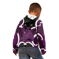 Waiporoporo Aotearoa Atua Tumatauenga Personalised Kid Hoodie Maori God Of War Tiki With Taiaha LT14 - Polynesian Pride